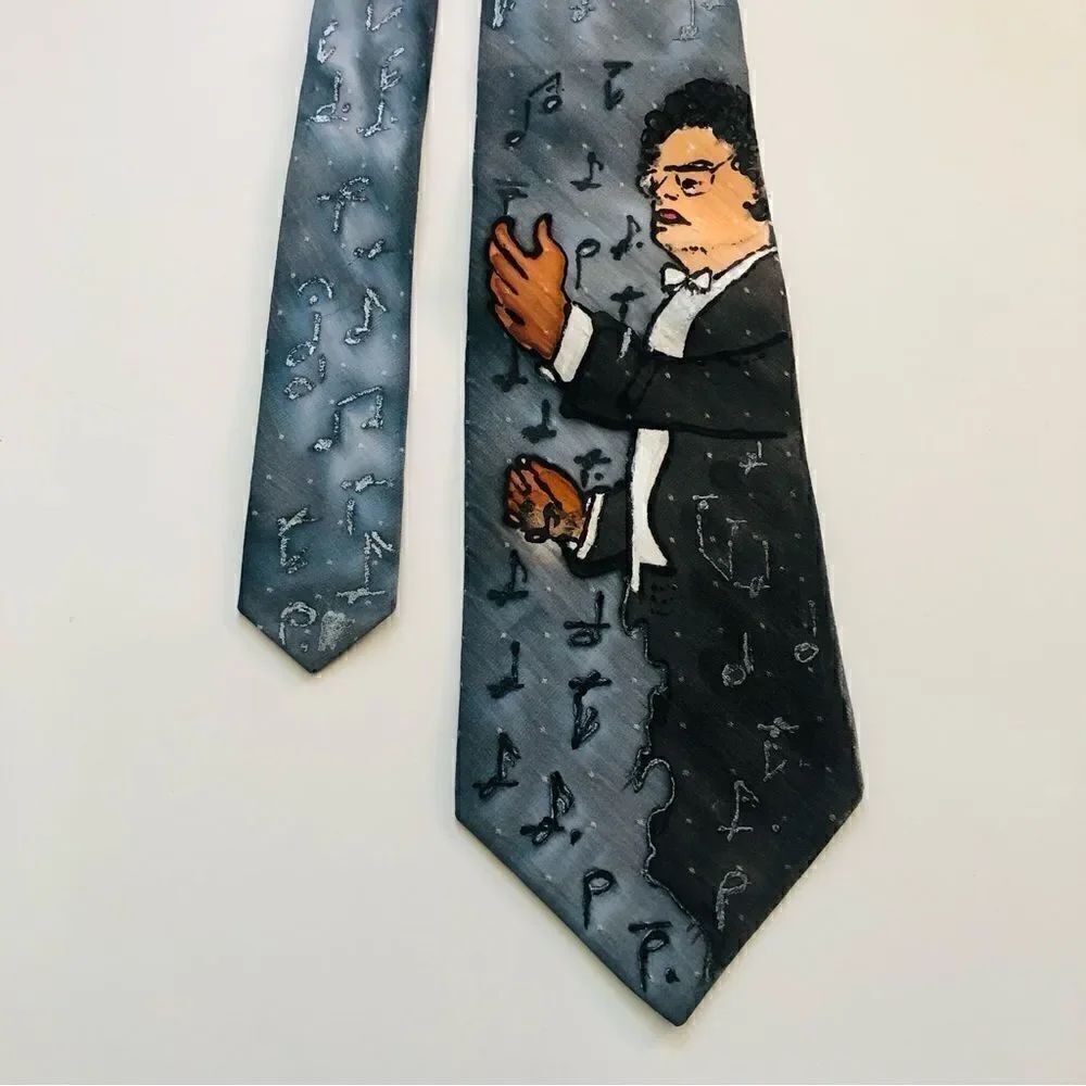James Levine M&K Hand painted silk necktie
